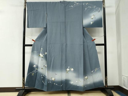 平和屋着物●訪問着　友禅　枝花文　暈し染め　正絹　逸品　CABK7683yc