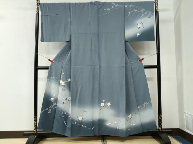 平和屋着物●訪問着　友禅　枝花文　暈し染め　正絹　逸品　CABK7683yc