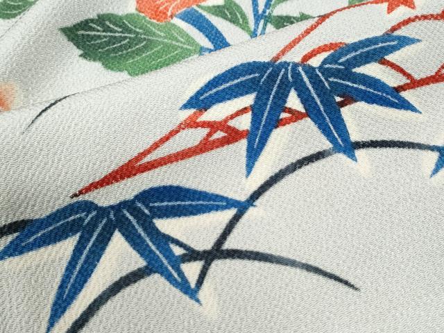 平和屋着物●訪問着　風景花文　鬼しぼ縮緬　正絹　逸品　CABK7684yc