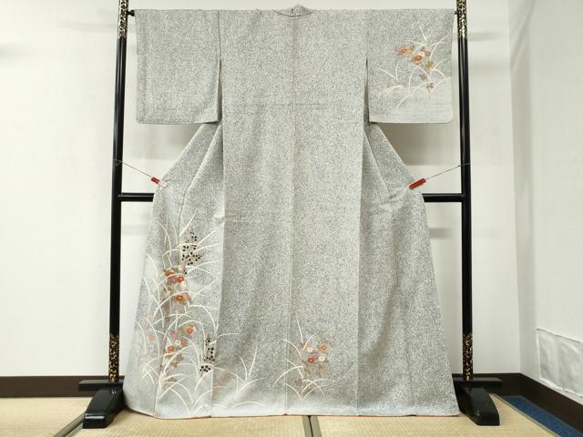 平和屋着物●訪問着　菊花文　たたき染め　金彩　正絹　逸品　CABK7687yc