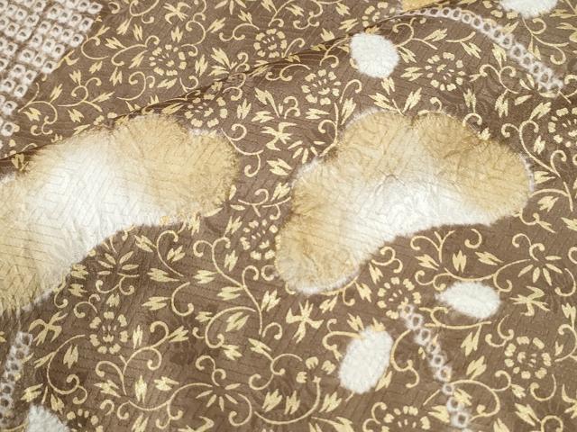 平和屋着物●訪問着　絞り　獅子　道長草花丸文　金彩　正絹　逸品　CABK7688yc