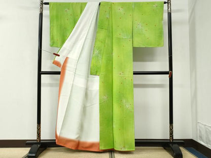平和屋着物●上質な小紋　乱菊花文　正絹　逸品　未使用　CABK7693yc