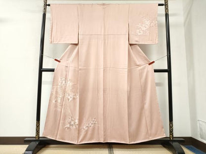 平和屋着物●訪問着　総刺繍　几帳吉祥檜扇花文　虹色　正絹　逸品　CABK7695yc
