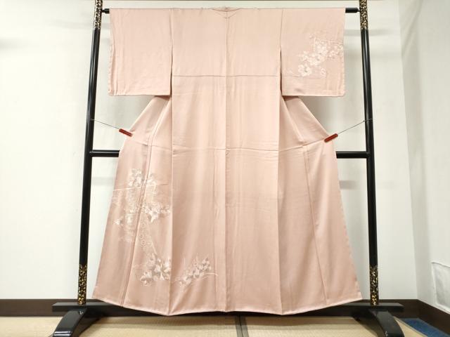 平和屋着物●訪問着　総刺繍　几帳吉祥檜扇花文　虹色　正絹　逸品　CABK7695yc