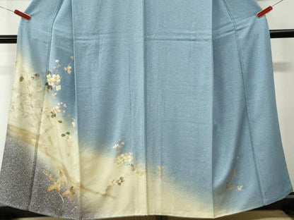 平和屋着物●訪問着　枝花文　暈し染め　金彩　正絹　逸品　CABK7698yc