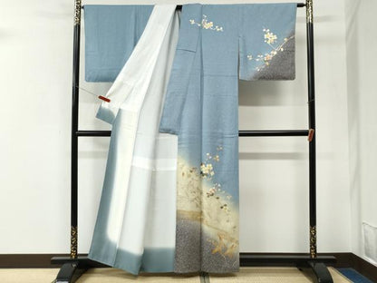 平和屋着物●訪問着　枝花文　暈し染め　金彩　正絹　逸品　CABK7698yc