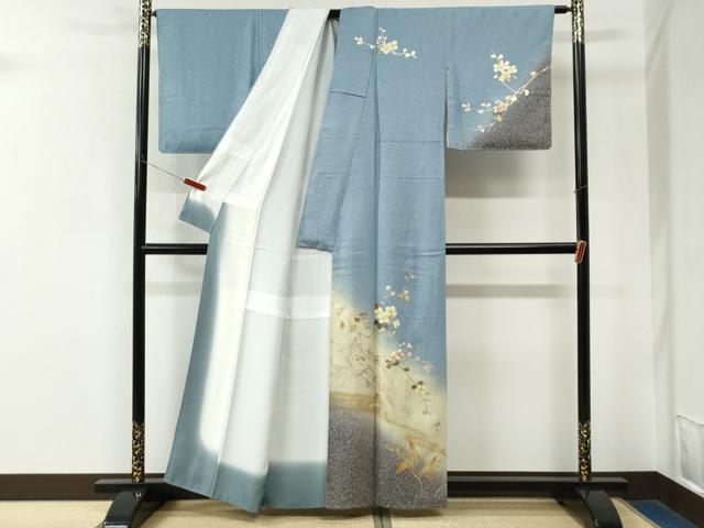 平和屋着物●訪問着　枝花文　暈し染め　金彩　正絹　逸品　CABK7698yc