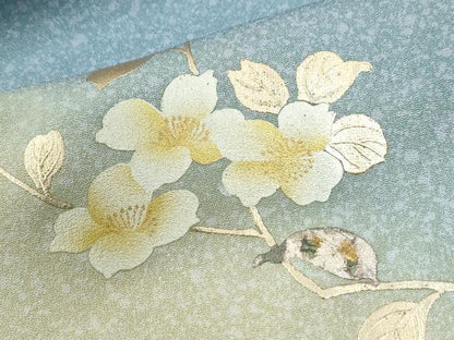 平和屋着物●訪問着　枝花文　暈し染め　金彩　正絹　逸品　CABK7698yc