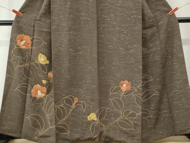 平和屋着物●訪問着　駒刺繍　椿　金彩　正絹　逸品　CABK7701yc