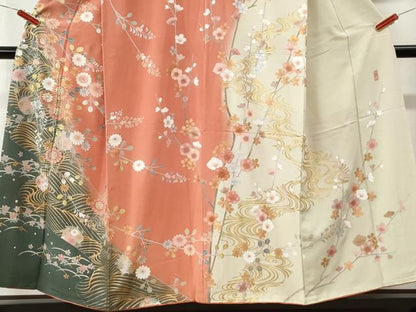 平和屋着物●訪問着　作家物　立波草花丸文　金銀彩　正絹　逸品　CABK7702yc