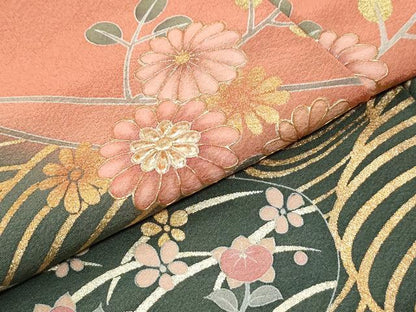 平和屋着物●訪問着　作家物　立波草花丸文　金銀彩　正絹　逸品　CABK7702yc