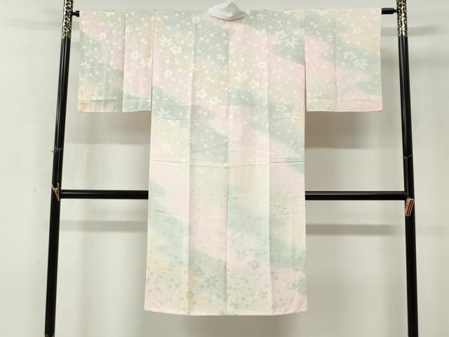 平和屋着物●長襦袢　袷　舞花地紋　暈し染め　半衿刺繍　正絹　逸品　未使用　CABK7705yc