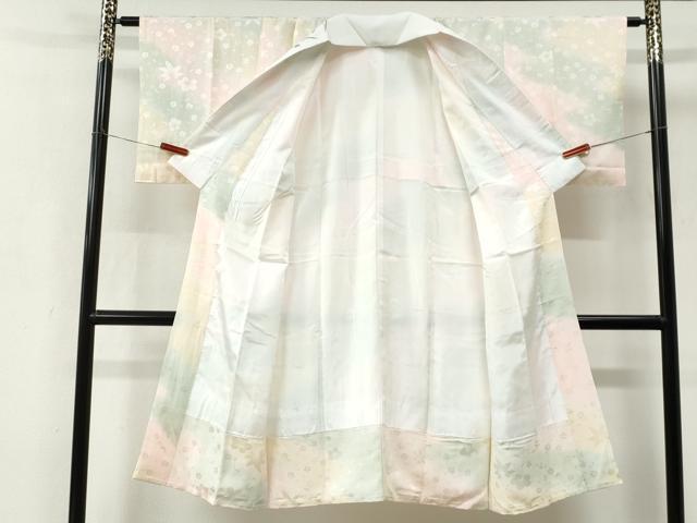平和屋着物●長襦袢　袷　舞花地紋　暈し染め　半衿刺繍　正絹　逸品　未使用　CABK7705yc