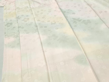 平和屋着物●長襦袢　袷　舞花地紋　暈し染め　半衿刺繍　正絹　逸品　未使用　CABK7705yc