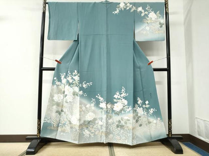 平和屋着物●訪問着　作家物　牡丹花文　暈し染め　金彩　正絹　逸品　CABK7707yc
