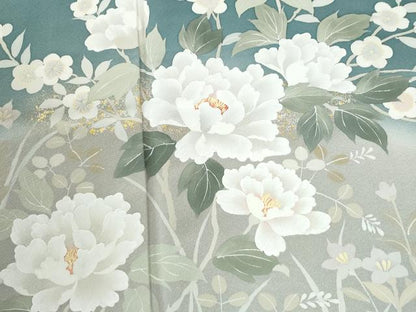 平和屋着物●訪問着　作家物　牡丹花文　暈し染め　金彩　正絹　逸品　CABK7707yc