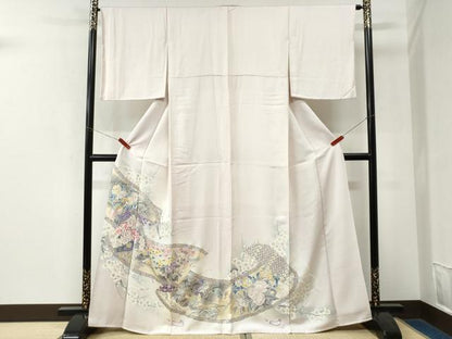 平和屋着物●色留訪問着　孔雀花鳥文　暈し染め　正絹　逸品　CABK7710yc