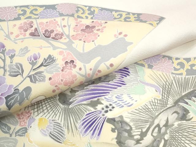 平和屋着物●色留訪問着　孔雀花鳥文　暈し染め　正絹　逸品　CABK7710yc