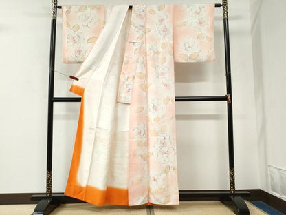 平和屋着物●上質な小紋　地紋起こし　草花文　暈し染め　正絹　逸品　CABK7711yc