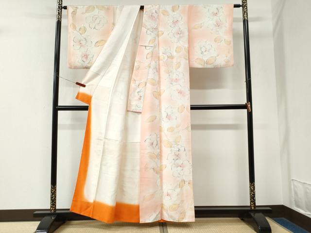平和屋着物●上質な小紋　地紋起こし　草花文　暈し染め　正絹　逸品　CABK7711yc