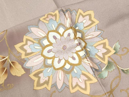 平和屋着物●豪華色留袖　駒刺繍　花唐草文　暈し染め　金彩　ロング丈　正絹　逸品　CABK7712yc