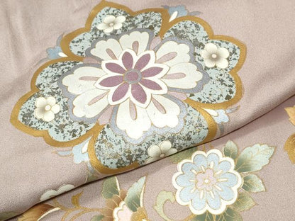 平和屋着物●豪華色留袖　駒刺繍　花唐草文　暈し染め　金彩　ロング丈　正絹　逸品　CABK7712yc