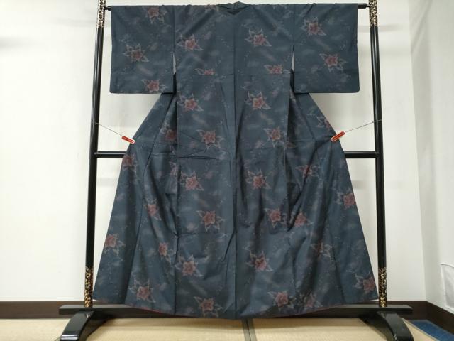 平和屋着物●本場大島紬　枝花文　正絹　逸品　CABK7716yc