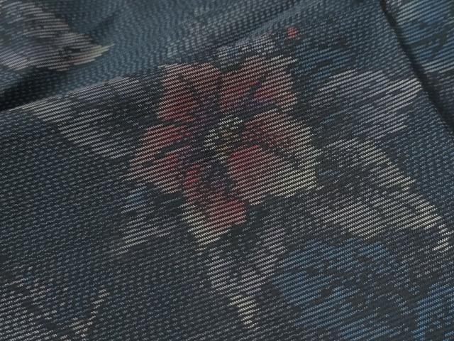 平和屋着物●本場大島紬　枝花文　正絹　逸品　CABK7716yc