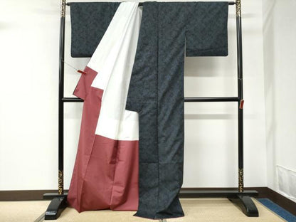 平和屋着物●本場大島紬　7マルキ　舞花文　ロング丈　正絹　逸品　CABK7719yc