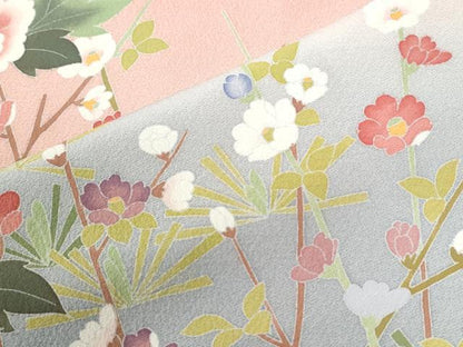 平和屋着物●訪問着　友禅　作家物　松葉枝花文　暈し染め　正絹　逸品　CABK7722yc