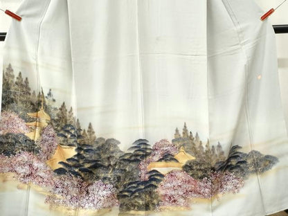 平和屋着物●豪華色留袖　霞樹林京風景文　暈し染め　金彩　正絹　逸品　CABK7723yc