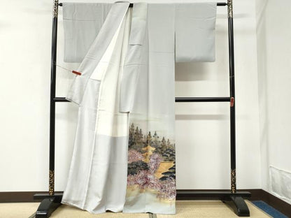 平和屋着物●豪華色留袖　霞樹林京風景文　暈し染め　金彩　正絹　逸品　CABK7723yc