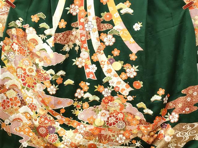 平和屋着物●豪華振袖　駒刺繍　鬘帯牡丹鈴花松文　金彩　正絹　逸品　CABK7724yc