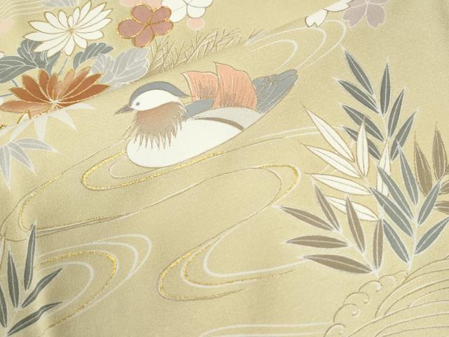 平和屋着物●創業460年・千總　訪問着　駒刺繍　鴛鴦松竹梅花文　暈し染め　金彩　高島屋扱い　正絹　逸品　CABK7726yc