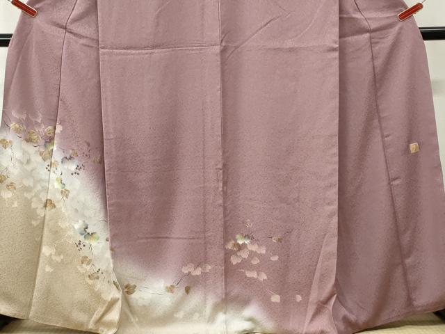平和屋着物●和紙染染色作家・植村彩弘　訪問着　手描き　葡萄蔦の葉文　暈し染め　金彩　やまと誂製　正絹　逸品　CABK7727yc