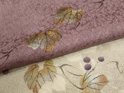 平和屋着物●和紙染染色作家・植村彩弘　訪問着　手描き　葡萄蔦の葉文　暈し染め　金彩　やまと誂製　正絹　逸品　CABK7727yc
