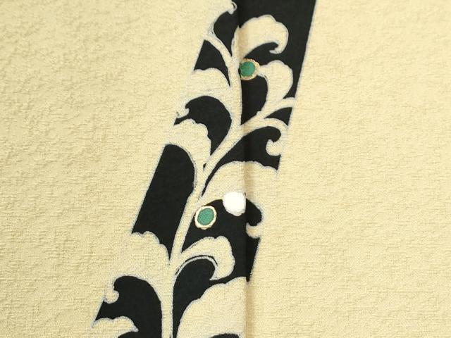 平和屋着物●世界的友禅作家　千地泰弘　訪問着　唐草文　黒地　ロング丈　正絹　逸品　CABK7728yc