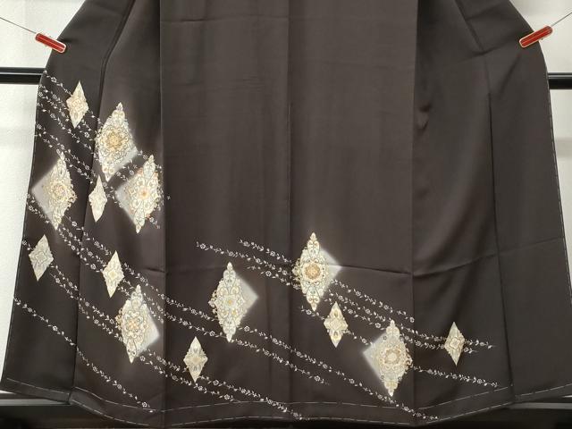 平和屋着物●訪問着　菱吉祥花文　暈し染め　金彩　正絹　逸品　未使用　CABK7731yc