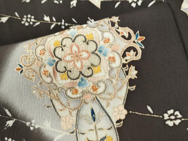 平和屋着物●訪問着　菱吉祥花文　暈し染め　金彩　正絹　逸品　未使用　CABK7731yc