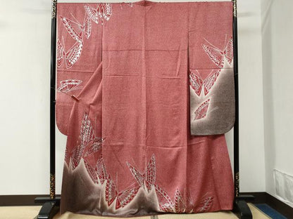 平和屋着物●二代目 川村久太郎　振袖　舞蝶文　暈し染め　銀彩　正絹　逸品　CABK7737yc