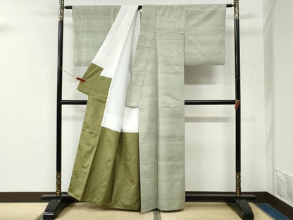 平和屋着物●上質な紬　霞文　正絹　逸品　CABK7746yc