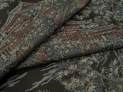 平和屋着物●本場大島紬　割り込み絣　樹林風景文　正絹　逸品　CABK7748yc