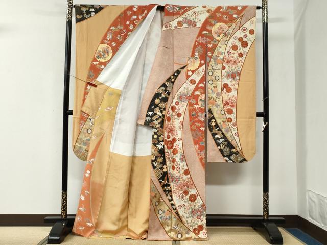 平和屋着物●豪華振袖　飛鶴宝尽くし吉祥花唐草文　金彩　正絹　逸品　CABK7758yc