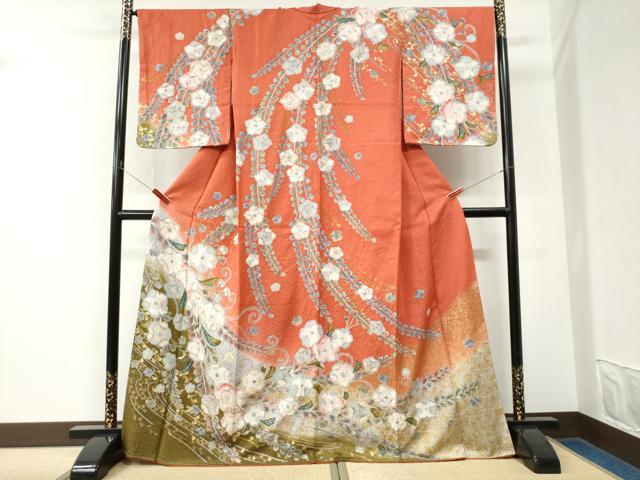平和屋着物●訪問着　辻が花　絞り　銀通し地　正絹　逸品　CABK7760yc