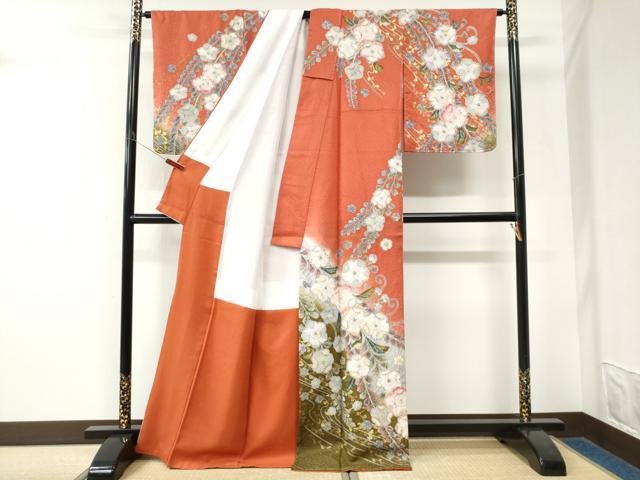 平和屋着物●訪問着　辻が花　絞り　銀通し地　正絹　逸品　CABK7760yc