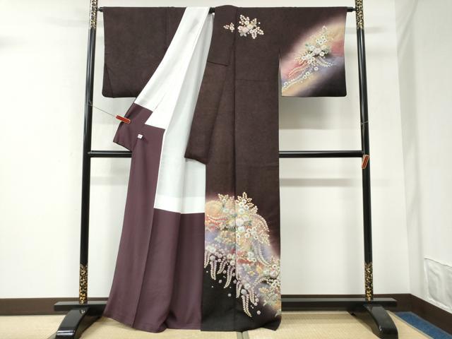平和屋着物●訪問着　辻が花　絞り　暈し染め　金通し地　正絹　逸品　CABK7762yc