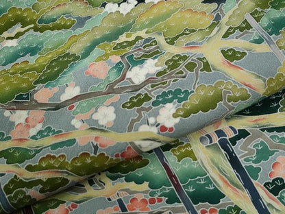 平和屋着物●京加賀友禅　松本健一　黒留袖　浜松梅文　正絹　逸品　CABK7763yc