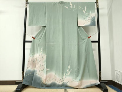 平和屋着物●本加賀友禅作家　談義所栄二　訪問着　草花文　暈し染め　正絹　逸品　CABK7765yc
