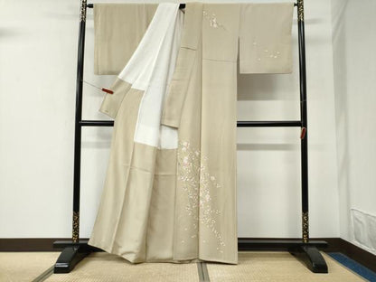 平和屋着物●本加賀友禅作家　柿本市郎　訪問着　枝桜文　三越扱い　正絹　逸品　CABK7766yc