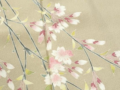 平和屋着物●本加賀友禅作家　柿本市郎　訪問着　枝桜文　三越扱い　正絹　逸品　CABK7766yc